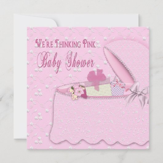 Baby Shower-uitnodigingen - Roze denken Kaart (Voorkant)