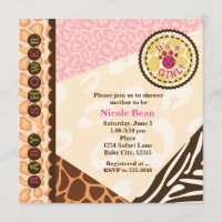 Baby Shower Uitnodigingen Roze Safari Thema Meisje