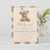 Baby shower-uitnodigingen voor bruine teddybeer kaart (Staand voorkant)