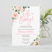 Baby Shower Uitnodigingen voor een meisje roze en  (Staand voorkant)