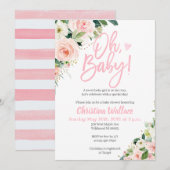 Baby Shower Uitnodigingen voor een meisje roze en  (Voorkant / Achterkant)