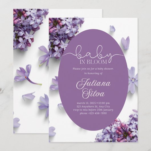 Baby Shower Uitnodigingen voor meisjes (Voorkant / Achterkant)