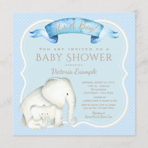 Baby Shower Uitnodigingen voor Olifant Jongen