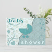 Baby Shower Uitnodigingen Zachte Blauwgroen Jongen (Staand voorkant)