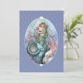 Baby Shower Uitnodigingen Zeemeermin en Baby (Staand voorkant)