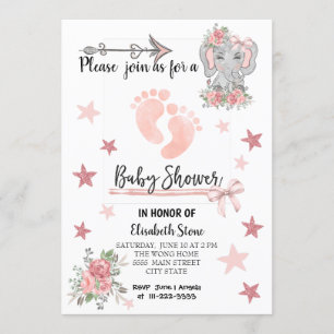 baby shower-uitnodigingskaart 5X7-inch meisje Kaart