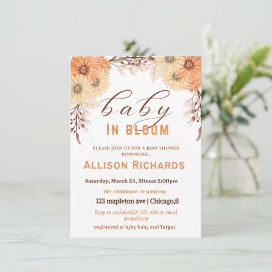 Baby shower-uitnodigingskaart kaart (Staand voorkant)