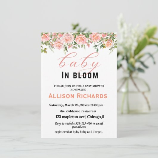 Baby shower-uitnodigingskaart kaart (Staand voorkant)