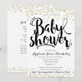baby shower-uitnodigingskaart, zwart-wit en goud kaart (Voorkant / Achterkant)