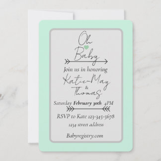 Baby shower uitnodigingspijl bedankkaart