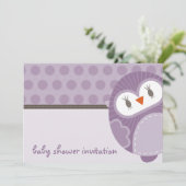 BABY SHOWER UITNODIGT :: dansende uil 1L Kaart (Staand voorkant)