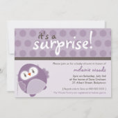 BABY SHOWER UITNODIGT :: dansende uil 1L Kaart (Achterkant)