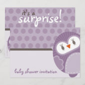BABY SHOWER UITNODIGT :: dansende uil 1L Kaart (Voorkant / Achterkant)