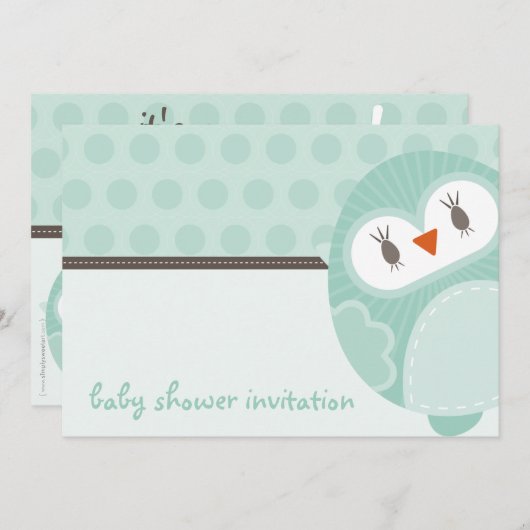 BABY SHOWER UITNODIGT :: dansende uil 3L Kaart (Voorkant / Achterkant)