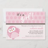 BABY SHOWER UITNODIGT :: dansende uil 4L Kaart (Achterkant)