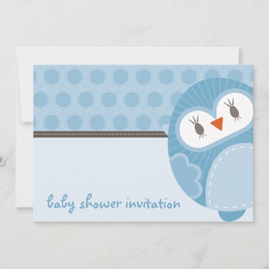 BABY SHOWER UITNODIGT :: dansende uil 5L Kaart (Voorkant)