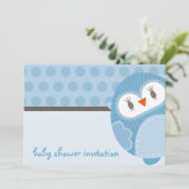 BABY SHOWER UITNODIGT :: dansende uil 5L Kaart (Staand voorkant)