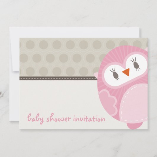 BABY SHOWER UITNODIGT :: dansende uil 7L Kaart (Voorkant)