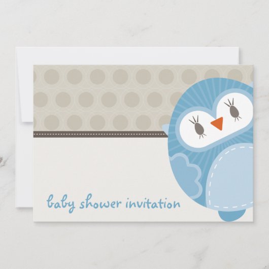 BABY SHOWER UITNODIGT :: dansende uil 8L Kaart (Voorkant)