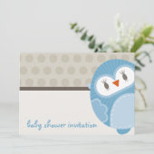 BABY SHOWER UITNODIGT :: dansende uil 8L Kaart (Staand voorkant)