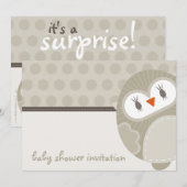 BABY SHOWER UITNODIGT :: dansende uil 9L Kaart (Voorkant / Achterkant)