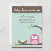 BABY SHOWER UITNODIGT :: uil + nest 1P Kaart (Voorkant)