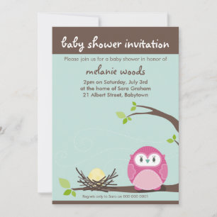 BABY SHOWER UITNODIGT :: uil + nest 1P Kaart
