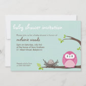 BABY SHOWER UITNODIGT :: uil + nest 2L Kaart (Voorkant)
