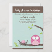 BABY SHOWER UITNODIGT :: uil + nest 2P Kaart (Voorkant)