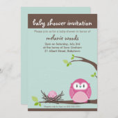 BABY SHOWER UITNODIGT :: uil + nest 2P Kaart (Voorkant / Achterkant)