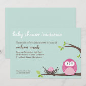 BABY SHOWER UITNODIGT :: uil + nest 3L Kaart (Voorkant / Achterkant)