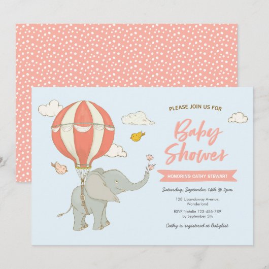 baby shower-uitvinding-luchtballon kaart (Voorkant / Achterkant)