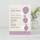 Baby shower-uitvinding van warme lucht (Paars) Kaart (Staand voorkant)