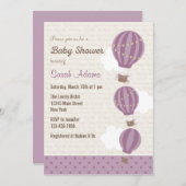 Baby shower-uitvinding van warme lucht (Paars) Kaart (Voorkant / Achterkant)