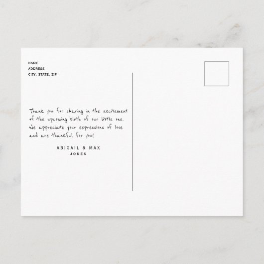 Baby shower Ultrasound Cute Font Dank u Briefkaart (Achterkant)