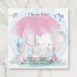 Baby shower Umbrella Elephant Kitten Butterflies Bedankjes Labels