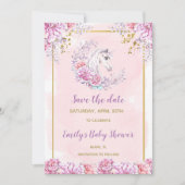 Baby shower Unicorn, behalve de datum Save The Date (Voorkant)