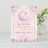 Baby shower Unicorn, behalve de datum Save The Date (Staand voorkant)