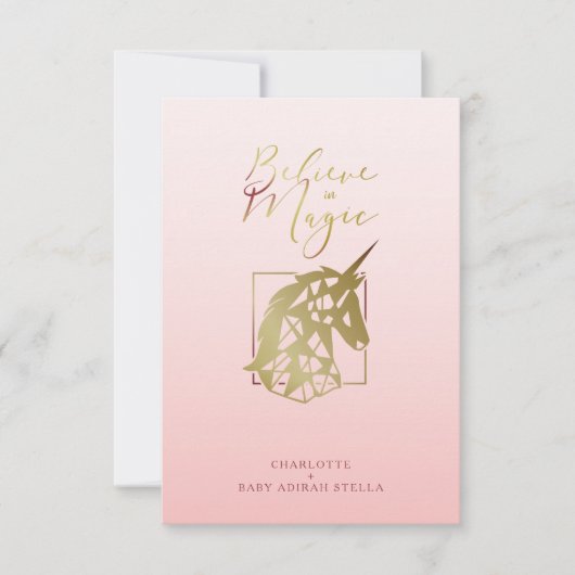 Baby Shower Unicorn | Believe in Magic Pink Blush (Voorkant)