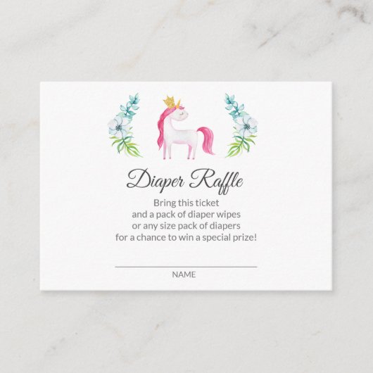  Baby shower Unicorn Diaper Informatiekaartje (Voorkant)