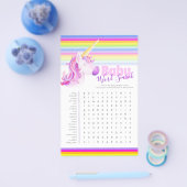 Baby shower unicorn waterverf woordzoeker flyer (Enkel)