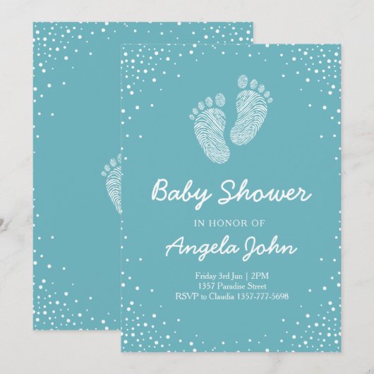 Baby shower unisex-uitnodiging kaart (Voorkant / Achterkant)