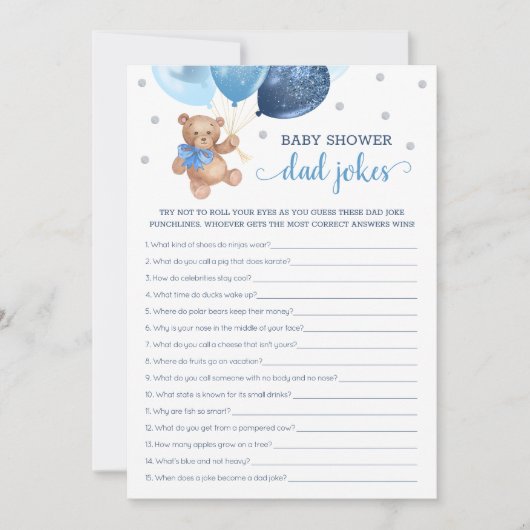 Baby shower vader grappen spel Teddy Bear blauw Ka Kaart (Voorkant)
