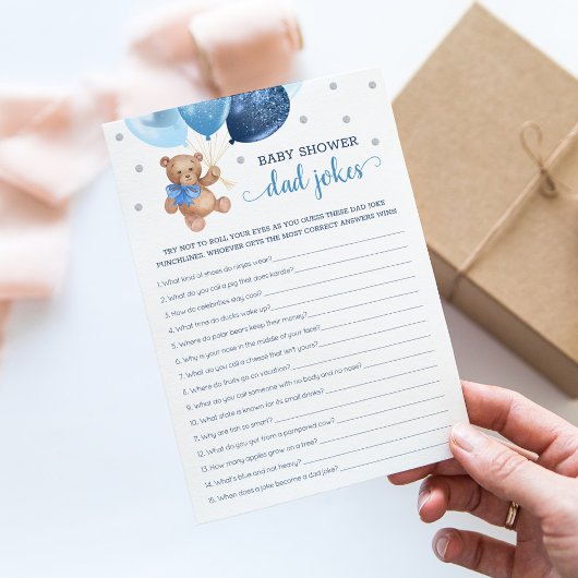 Baby shower vader grappen spel Teddy Bear blauw Ka Kaart
