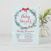 Baby shower Vakantie Kerstmis kransuitnodiging Kaart (Staand voorkant)