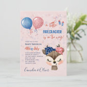 baby shower VAN 4 juli INVITE Firecracker Deer Kaart (Staand voorkant)