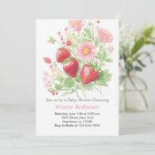 Baby shower van aardbeienbessen kaart (Staand voorkant)