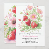 Baby shower van aardbeienbessen kaart (Voorkant / Achterkant)