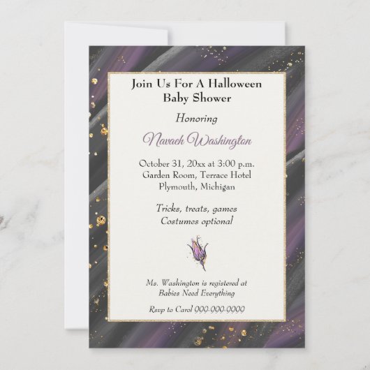 Baby shower van Afrikaanse Amerikaanse Halloween Kaart (Achterkant)