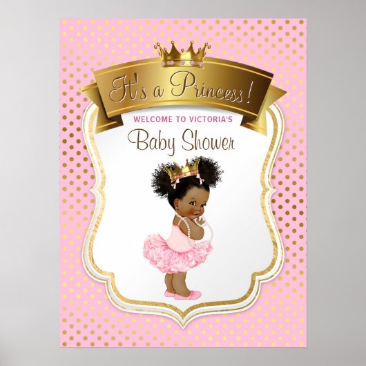 Baby shower van Afrikaanse Amerikaanse prinses Poster (Voorkant)